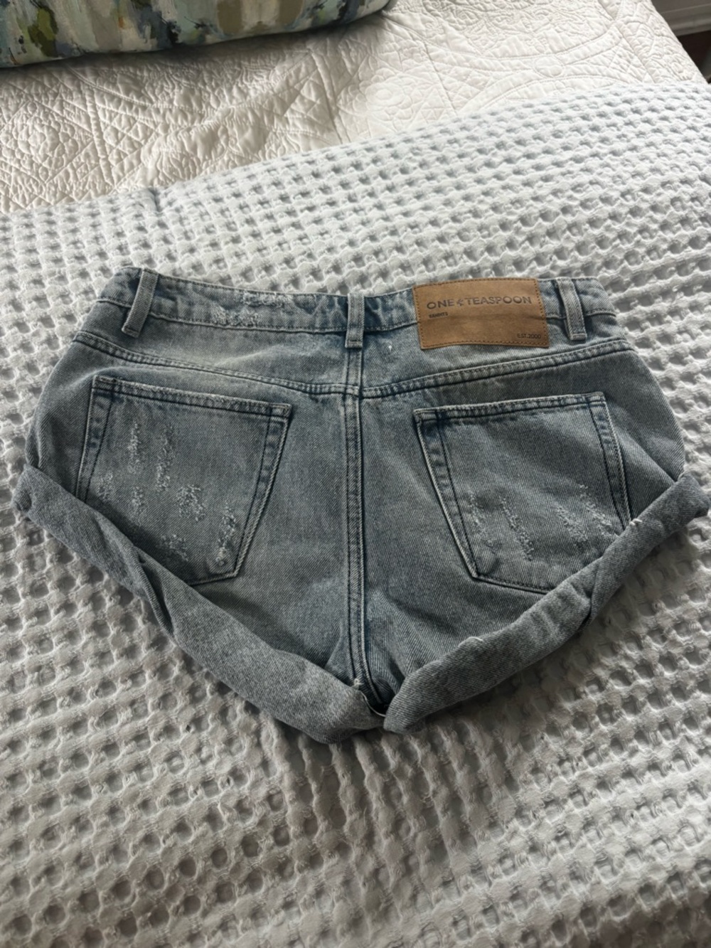 One Teaspoon Light Blue Denim Jean Shorts - Picture 2 of 4